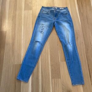 White Blue ripped skinny jeans. Size 5